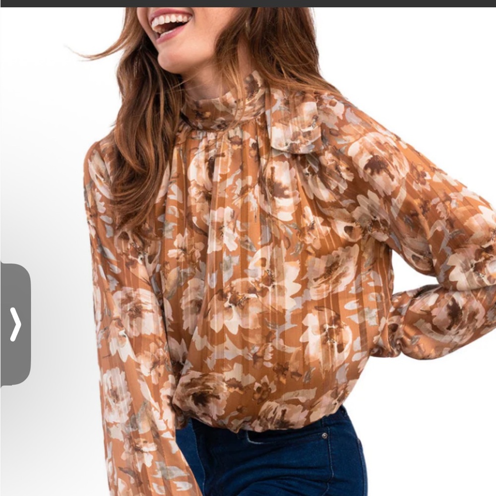 Forever 21 Floral Blouse in Brown and Cream